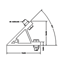 40-550-0 MODULAR SOLUTIONS ANGLE BRACKET 45MM WIDE 45 DEGREES HARDWARE NOT INCLUDED